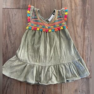 The Children's Place Olive Dress with Multicolor Embroidery size 18-24 months